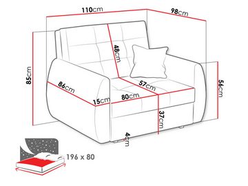 MIRJAN24 Schlafsofa Viva Art I, mit Bettkasten und Schlaffunktion, Schwarze Metallfüße, Polsterlehnen