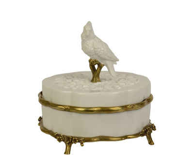 Casa Padrino Dekoobjekt Barock Luxus Porzellan Schmuckschatulle, Box mit Deckel Weiss/Gold - Luxus Dekoration