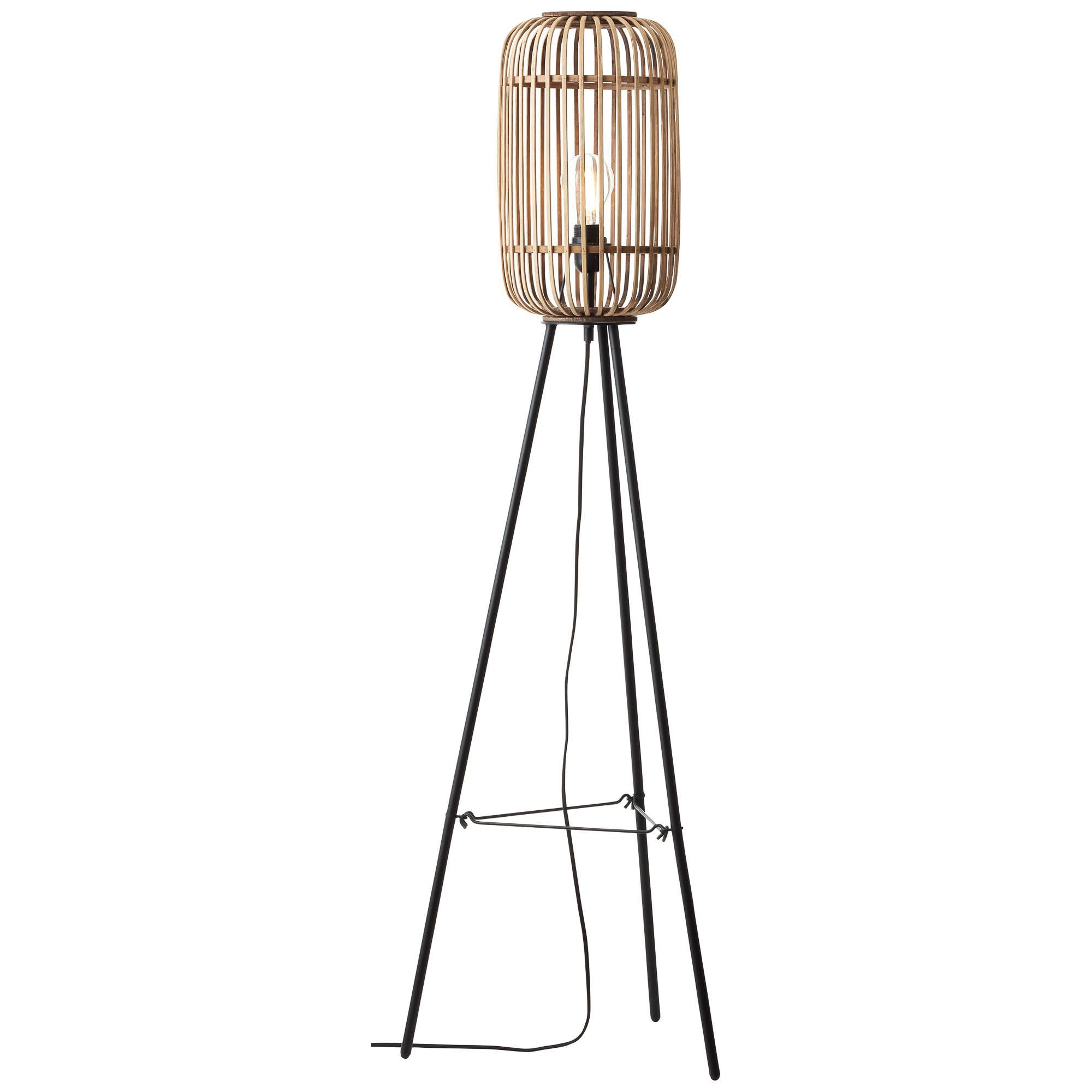 Brilliant Stehlampe Woodrow, ohne Leuchtmittel, dreibeinige Bambus Lampe, 130 x 45 cm, E27, Boho-Stil