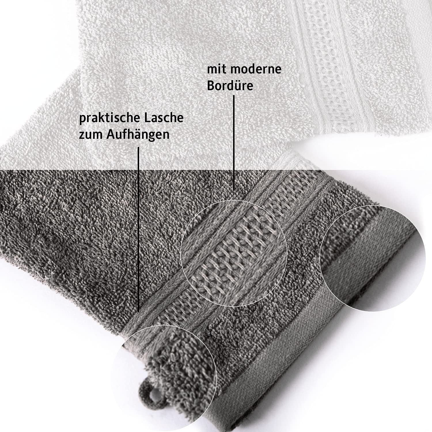 Komfortec Seiftuch Waschhandschuhe Set aus 100% Baumwolle, (Packung, 2-St), Weich, Leich, Frottee, Schnelltrocknend