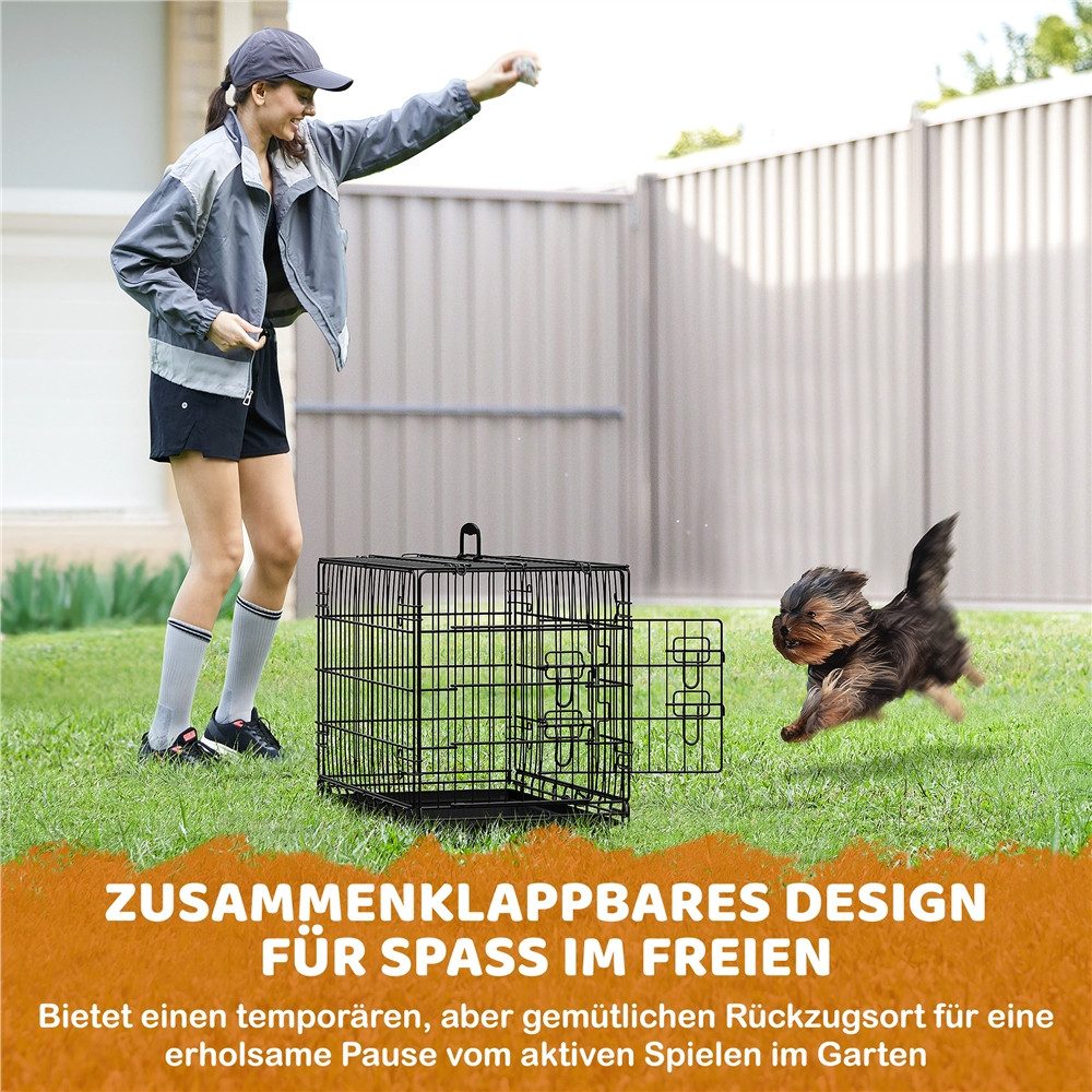 Yaheetech Tiertransportbox Hundebox mit Ausziehbaren Bodenwanne & Griff & 2 Türen, Tiertransportbox 76 cm × 45 cm × 51 cm