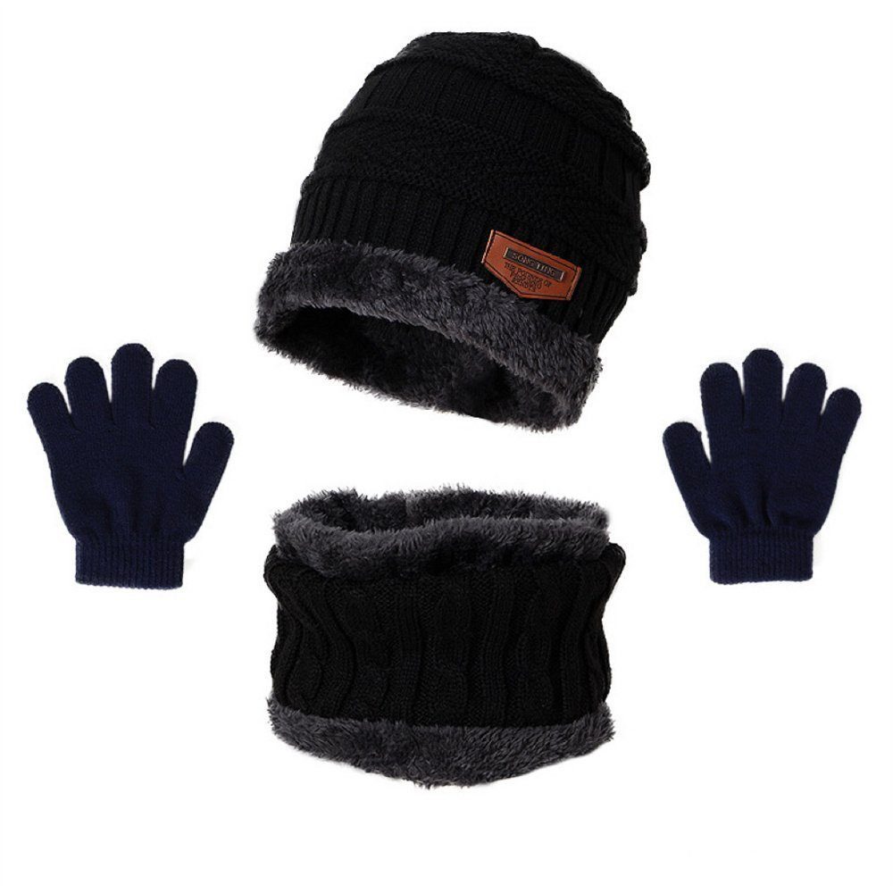 Outdoor, Kinder Woll Strickmütze& Winter Schal Schal Handschuhe, 3er Set ÄPerfekt & & Ski, Warme Kinder, für Mütze Fahrrad