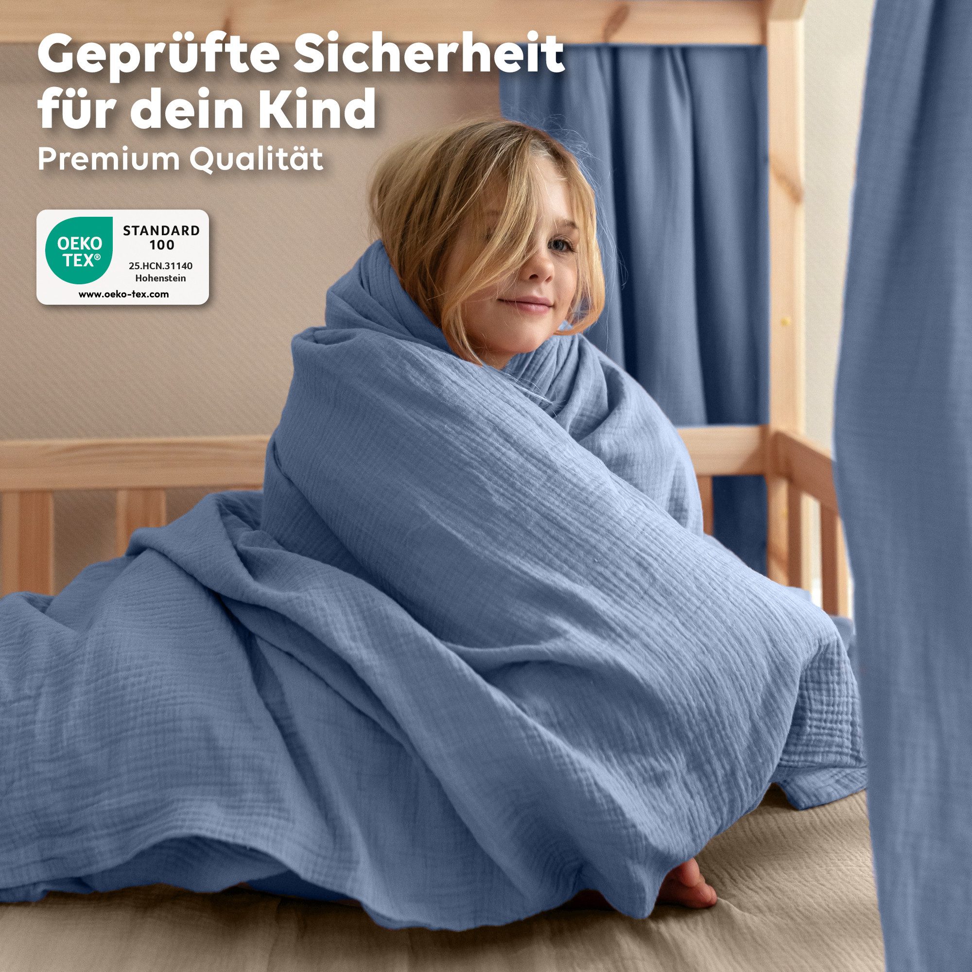 lilimaus Kinderbettwäsche Musselin Bettbezug-Set 100x135 & 135x200 mit Kissenbezug, Musselin, 1 teilig, butterweich & temperaturausgleichend - Set mit Kissenbez – Bild 5 von 5