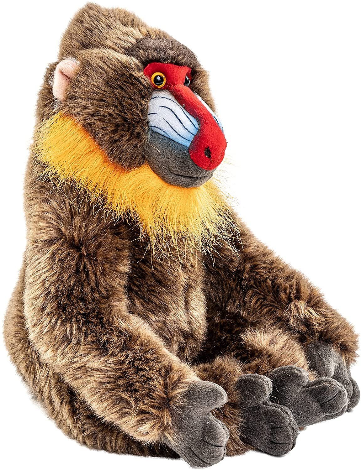 - zu Kuscheltier 100 (Höhe) - Plüsch-Affe, % 29 recyceltes cm Mandrill Uni-Toys Plüschtier, mit Klettverschluss Füllmaterial