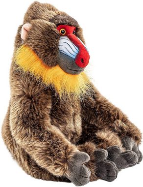 Uni-Toys Kuscheltier Mandrill mit Klettverschluss - 29 cm (Höhe) - Plüsch-Affe, Plüschtier, zu 100 % recyceltes Füllmaterial