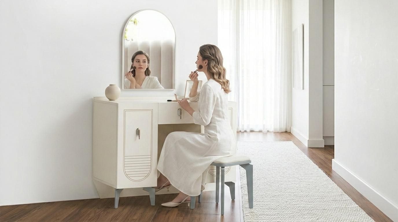 Xlmoebel Schminktisch Moderne weiße Kommode aus Holz – stilvoll und geräumig, Made in Europa
