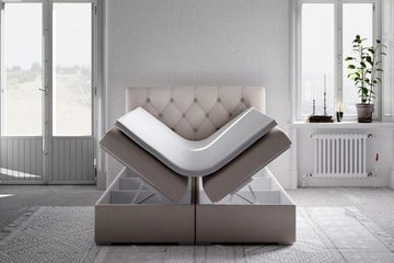 JVmoebel Bett Boxspring Bett Hotel Doppel Leder Luxus Betten Polster Bettkasten