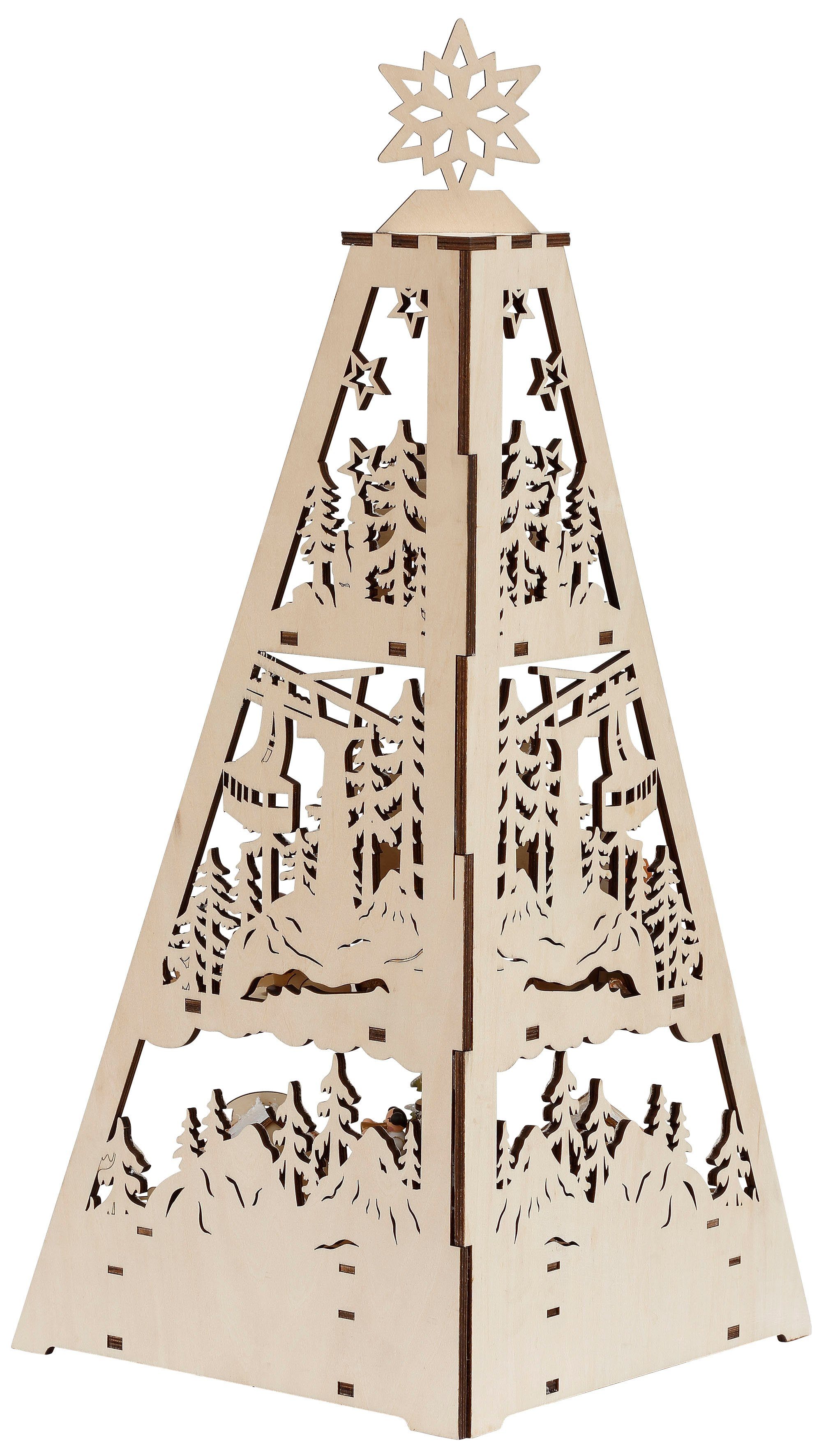 Etagen, cm Deniz, 3 my fest LED home ca. Holz, mit 53 Dekoobjekt Tannenbaum Warmweiß, integriert, Höhe LED aus