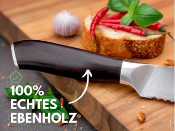 Hannah's Homebrand Brotmesser mit flachem Wellenschliff aus Ebenholz, Brotmesser mit verblüffend leichtem Schnitt