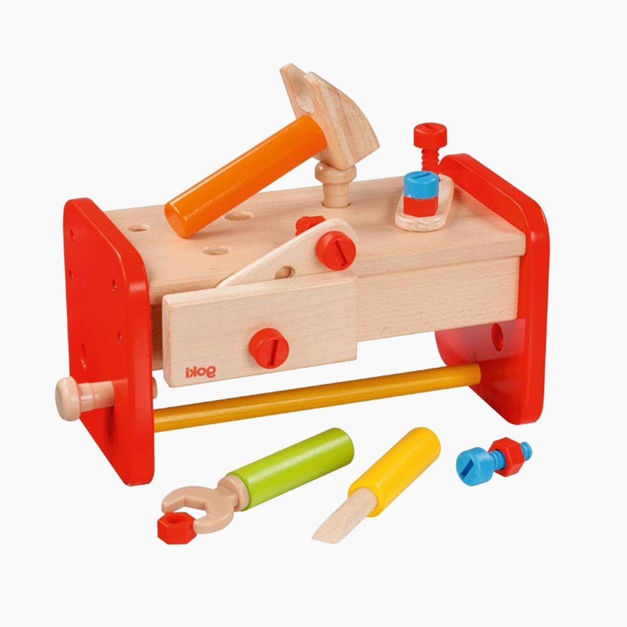 goki Spielwerkbank Werkbank inklusive Aufbewahrungsbox, (packung, 16-tlg., spar set), mit 16-teiligem Werkzeugzubehör