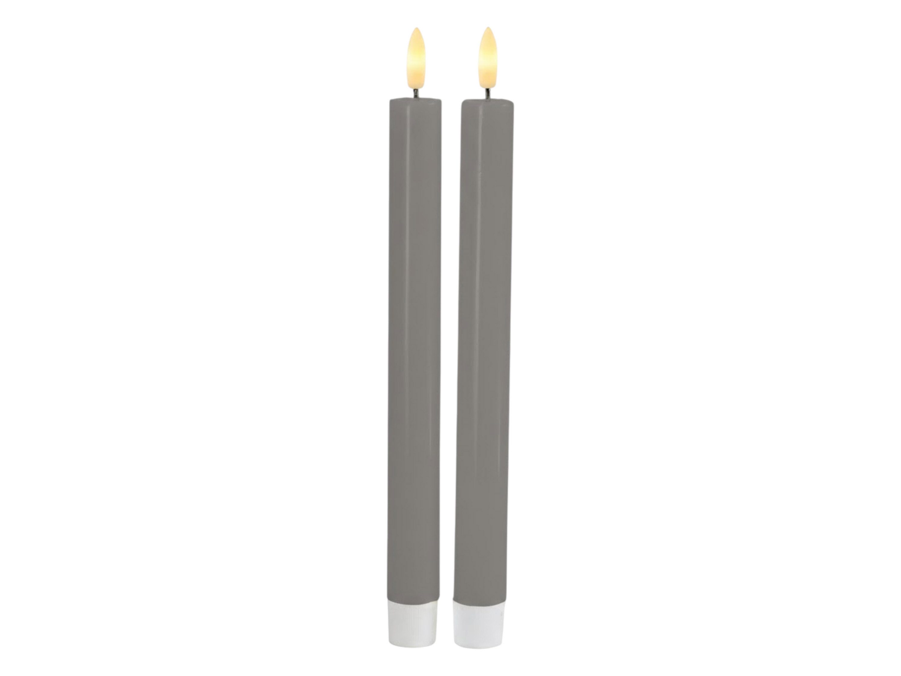Sirius Home A/S LED-Kerze (Set, 2-tlg), Stabkerzen grau 3D Flamme warmweiß 2x24,5cm