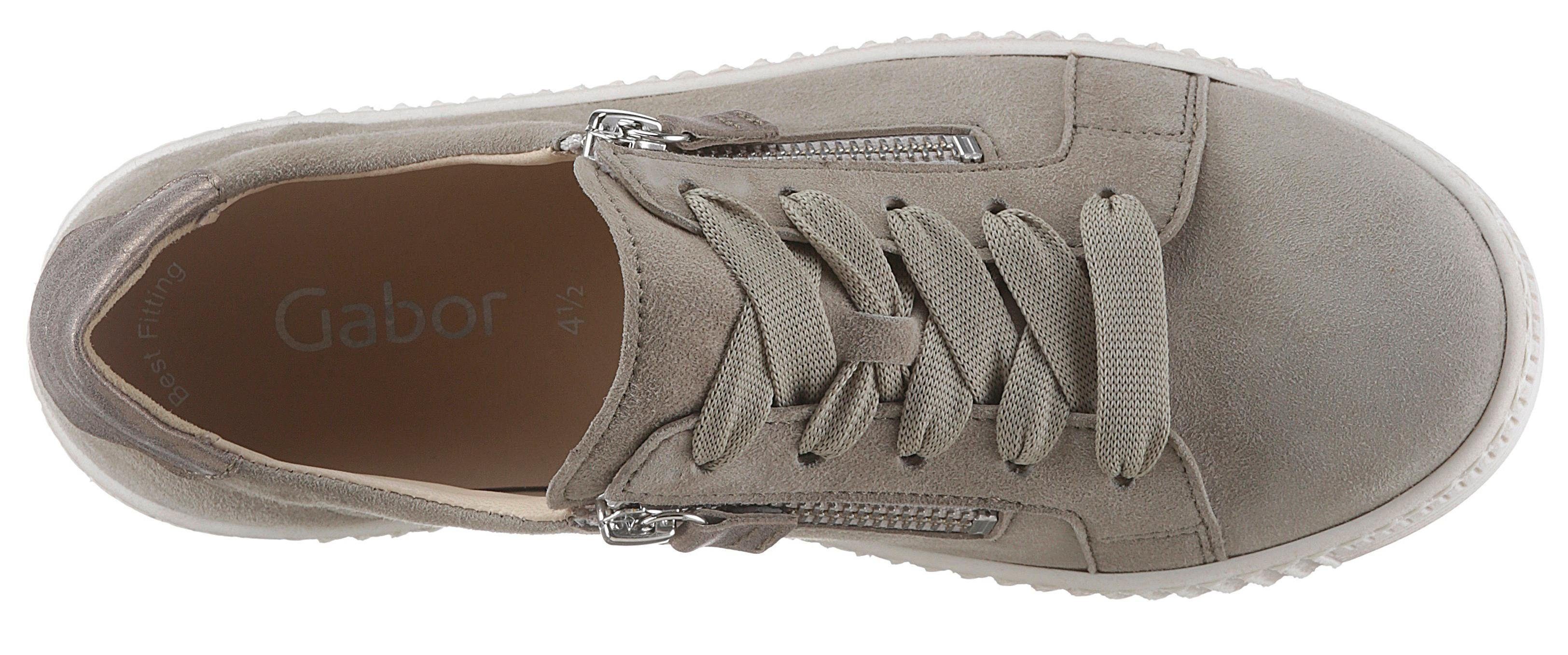 Plateausneaker 3-cm-Plateausohle Gabor hellkhaki mit