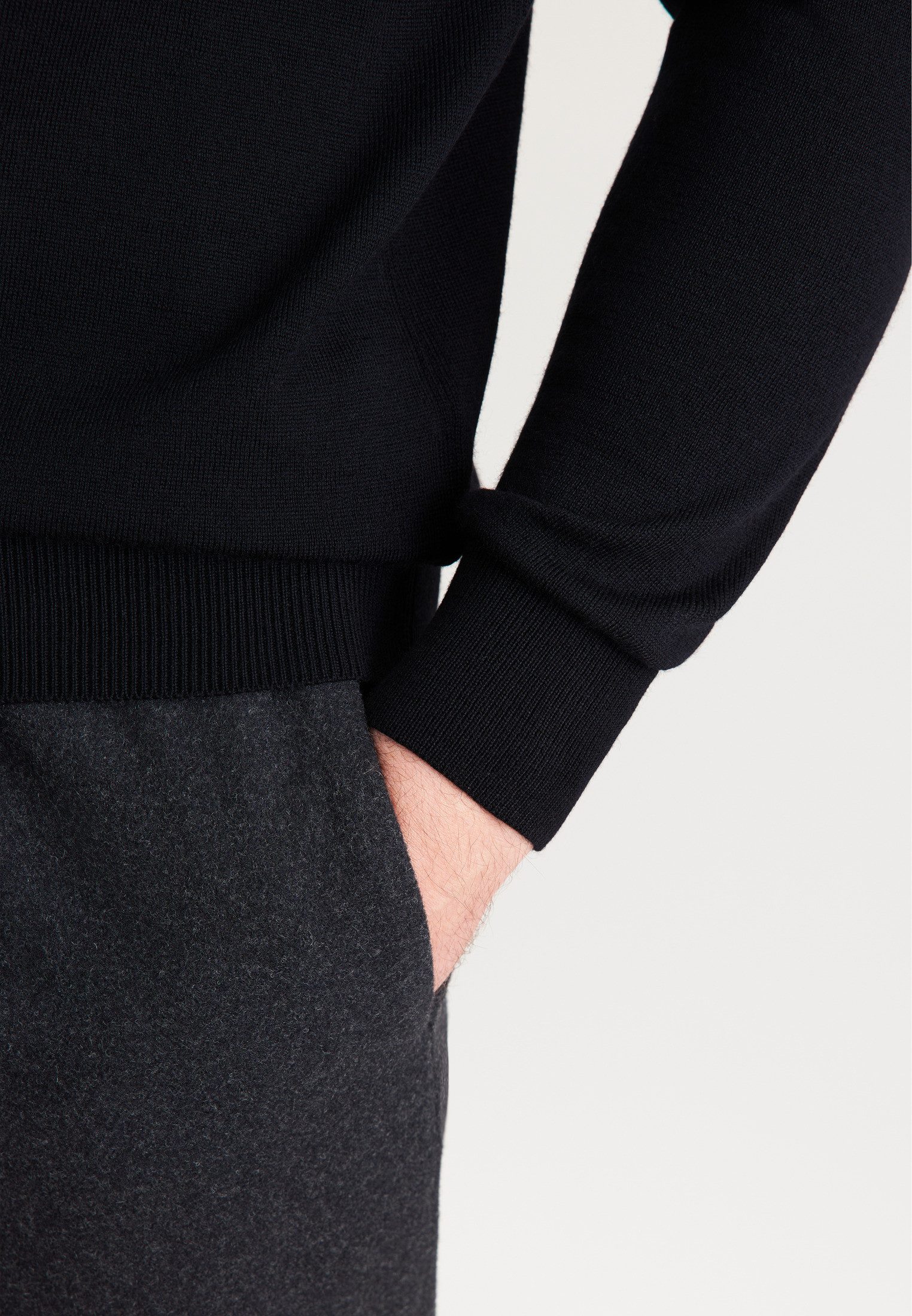 seidensticker Strickpullover Schwarze Rose 1/1 Kragen Uni