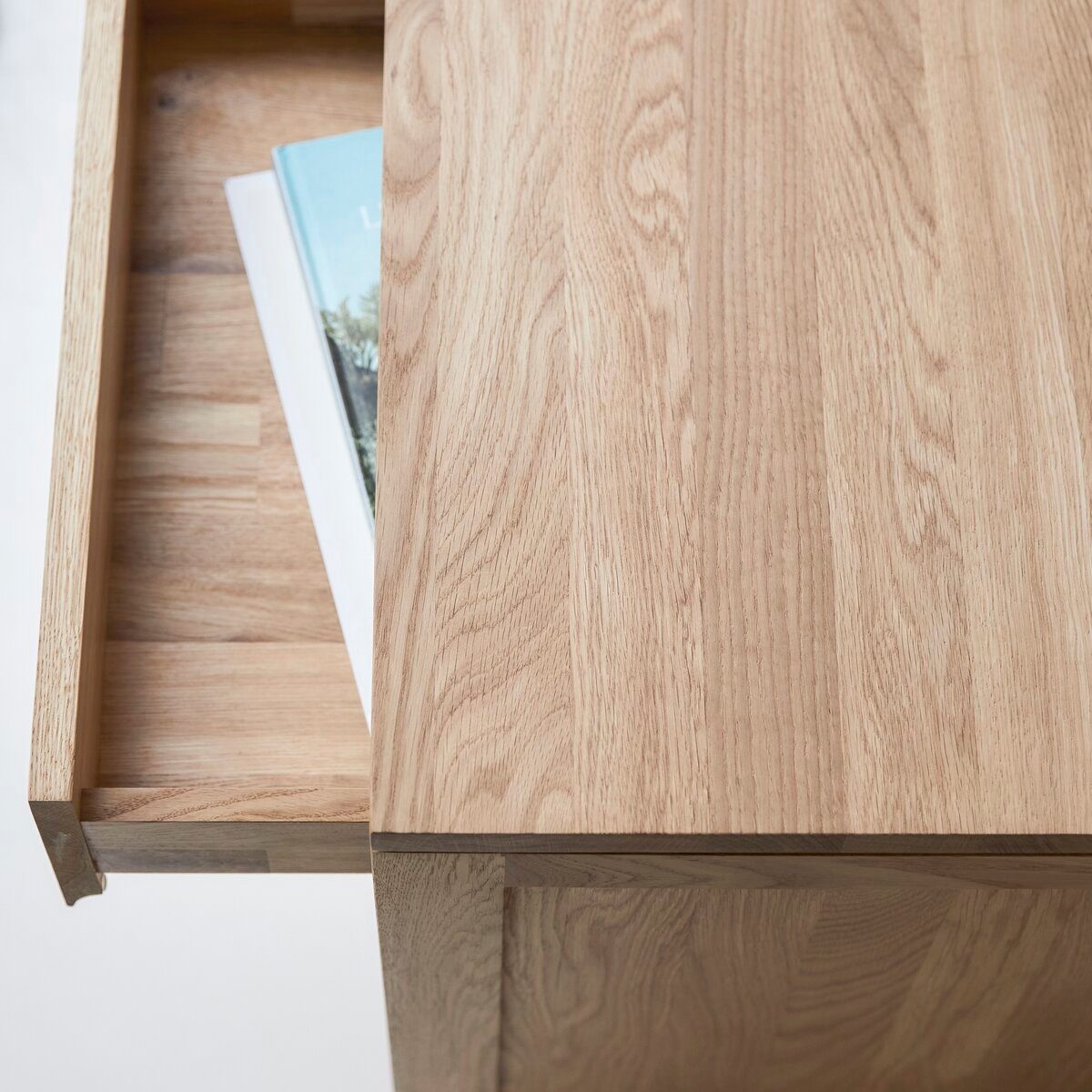 Tikamoon Schreibtisch mit Eiche massivem Kinderschreibtisch Schubladenmodul aus
