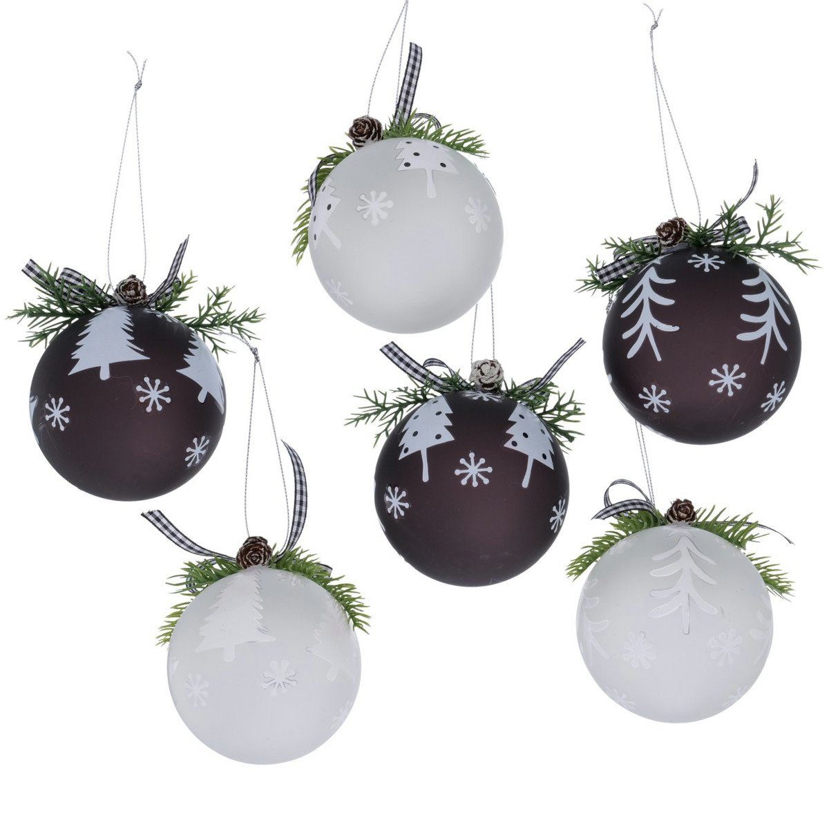 BOLTZE Weihnachtsbaumkugel Stanton Weihnachtskugel schwarz/weiß 8cm sortiert (1 Stück)
