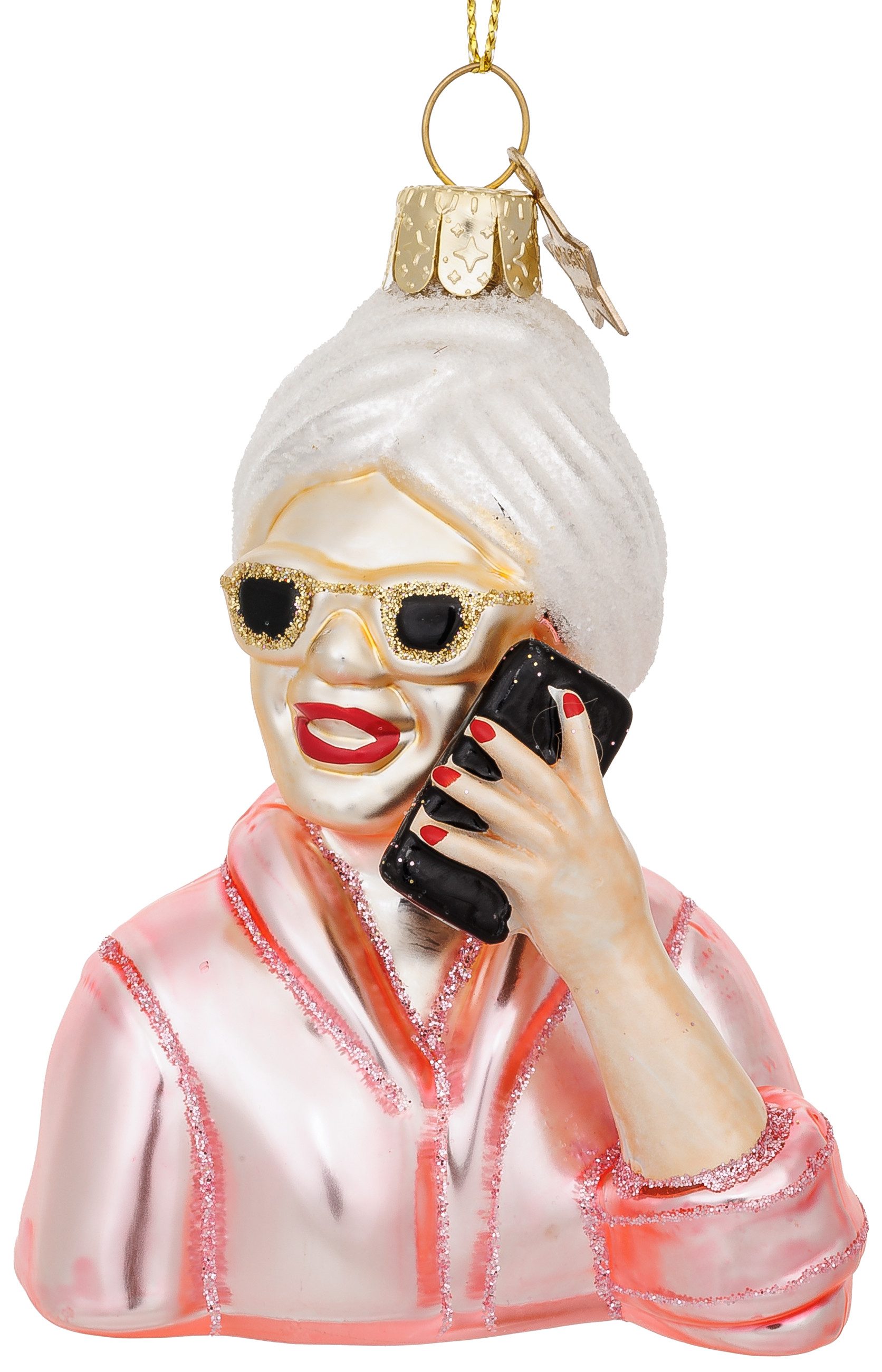 SIKORA Weihnachtsbaumkugel Handy Girl besondere Weihnachtskugel Glas Anhäng günstig online kaufen