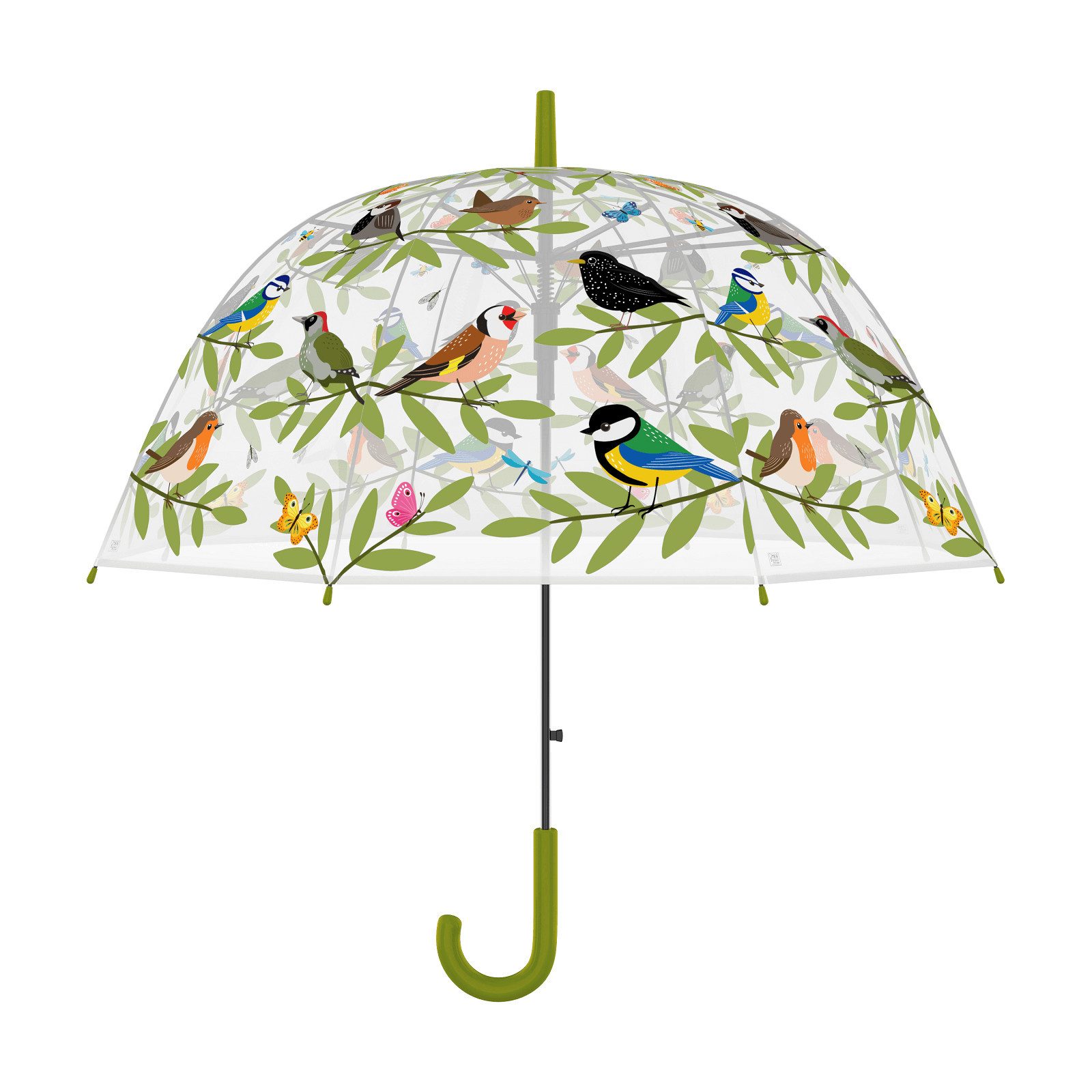 esschert design Stockregenschirm Regen Schirm Transparent Vögel Stock Automatik Erwachsene Bunt Regen