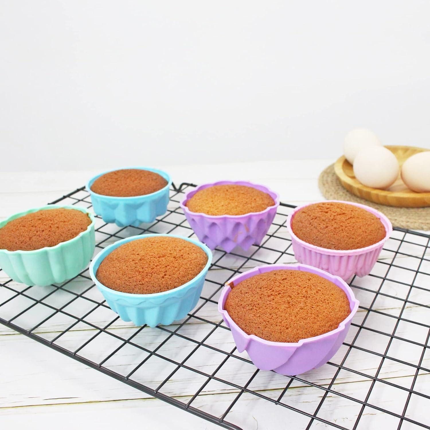 LuxusKollektion Muffinform Silikon-Cupcake-Förmchen 6er Set 7,6cm Bunt