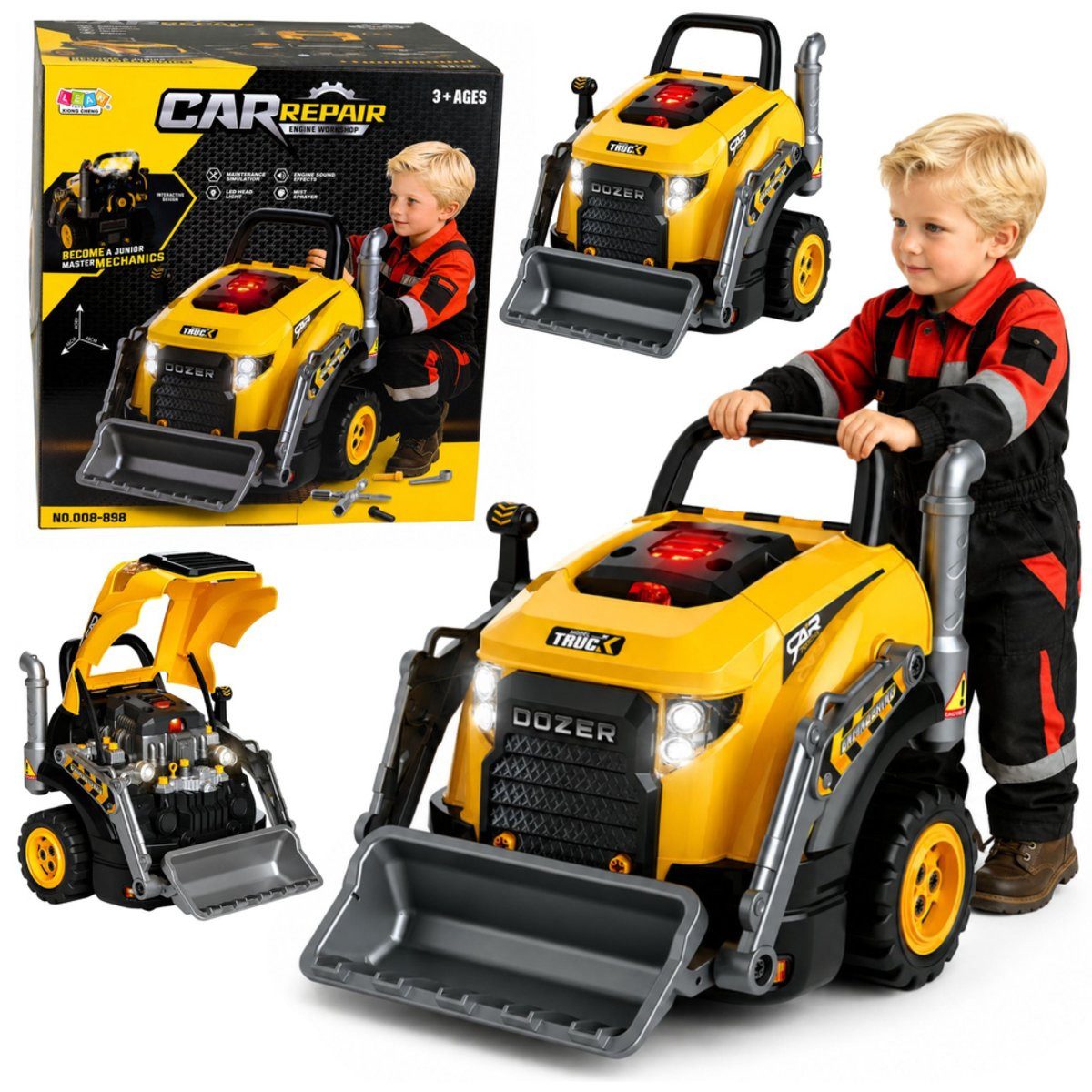 Wisam Spielzeug-Auto Bulldozer-Bagger zum Zerlegen von Little Handyman Lichtern Geräuschen
