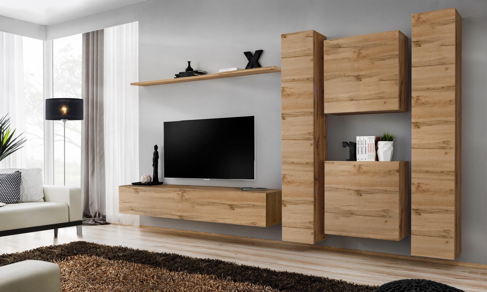 Wohnwand Designer Holz Wandschrank für das Wohnzimmer mit Regal