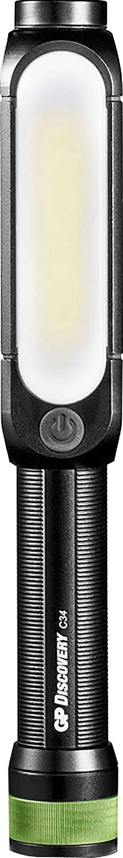 GP Batteries Taschenlampe Discovery C34, Front 150 Lumen & seitlich 180 Lumen, magnetische Endkappe