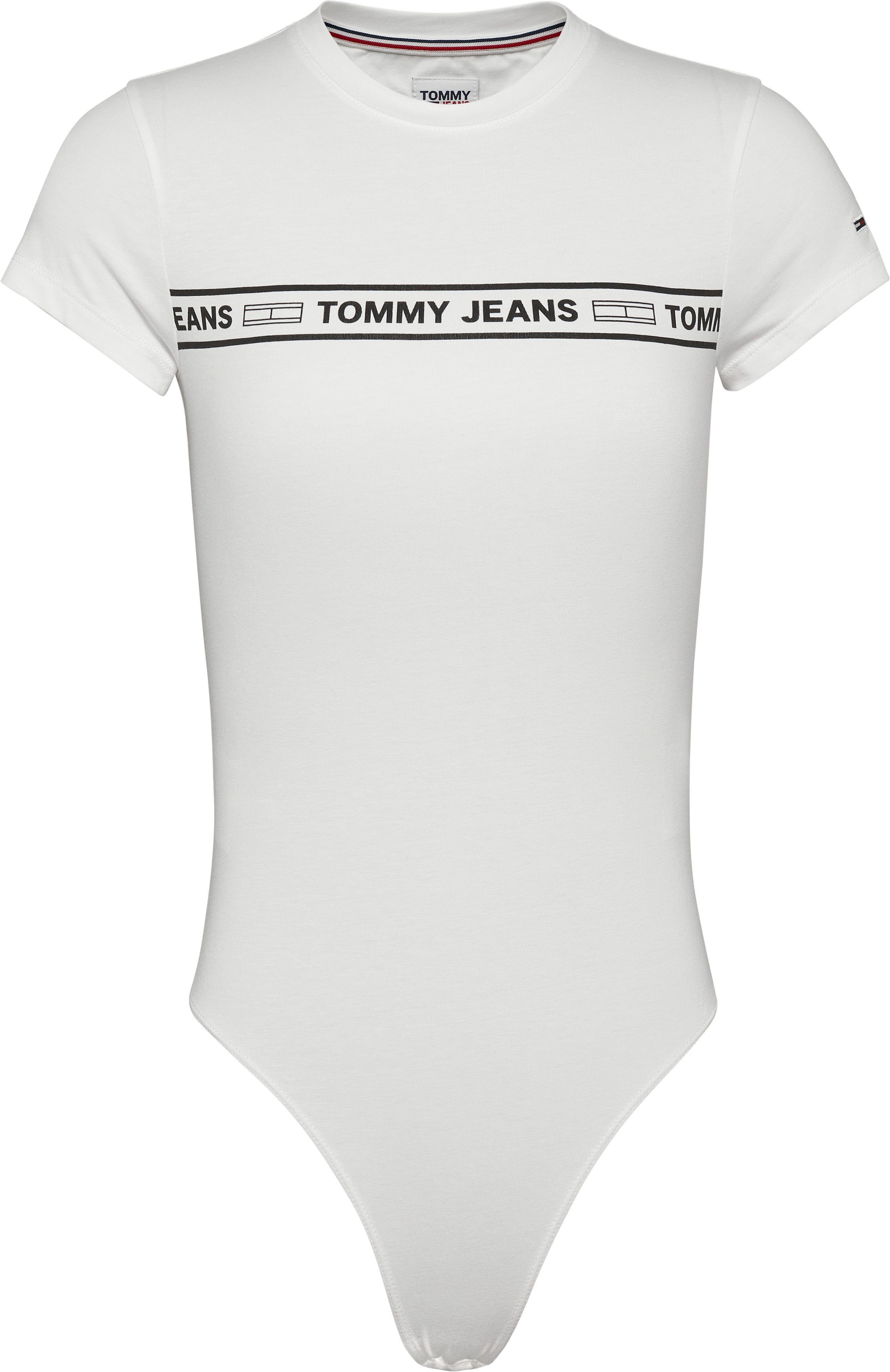 Tommy Kurzarmbody Logo-Flag CUT SS OUT Jeans Logoschriftzug TAPING und Jeans mit TJW BODY Tommy