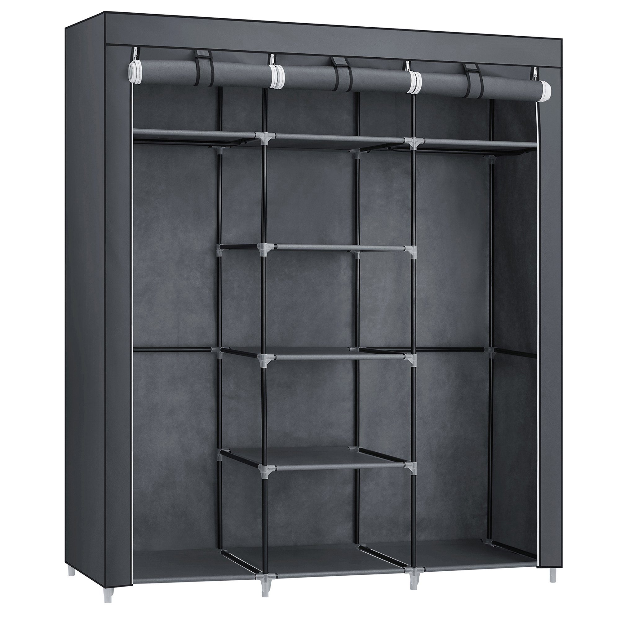 SONGMICS Kleiderschrank Stoffschrank mit Kleiderstange faltbare Garderobe für Kleidung, Taschen und Schuhe