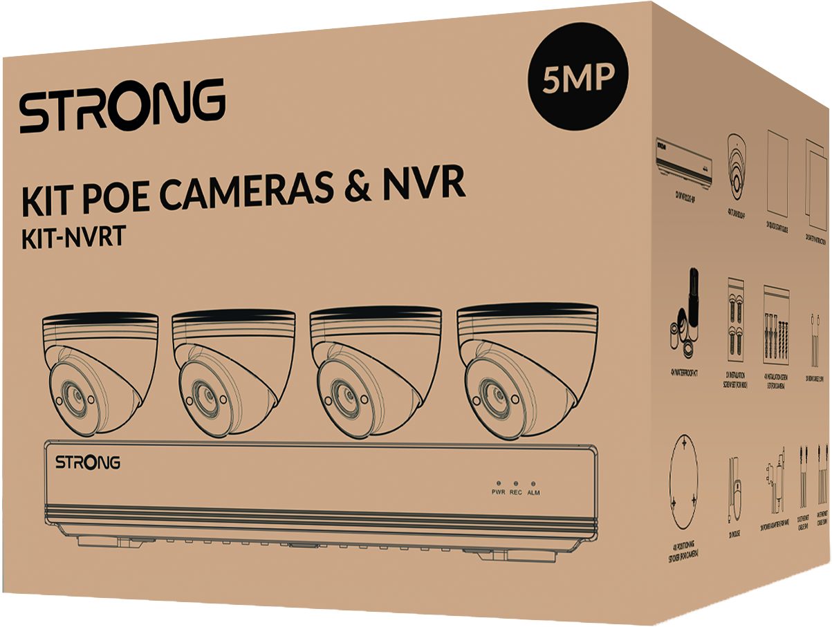 Strong Überwachungskamera - KIT-NVRT NVR-System 12-Kanal 4x FHD PoE Kameras (Innenbereich, Außenbereich, Überwachungssystem, NVR-System mit 12-Kanal Netzwerkrek – Bild 4 von 4