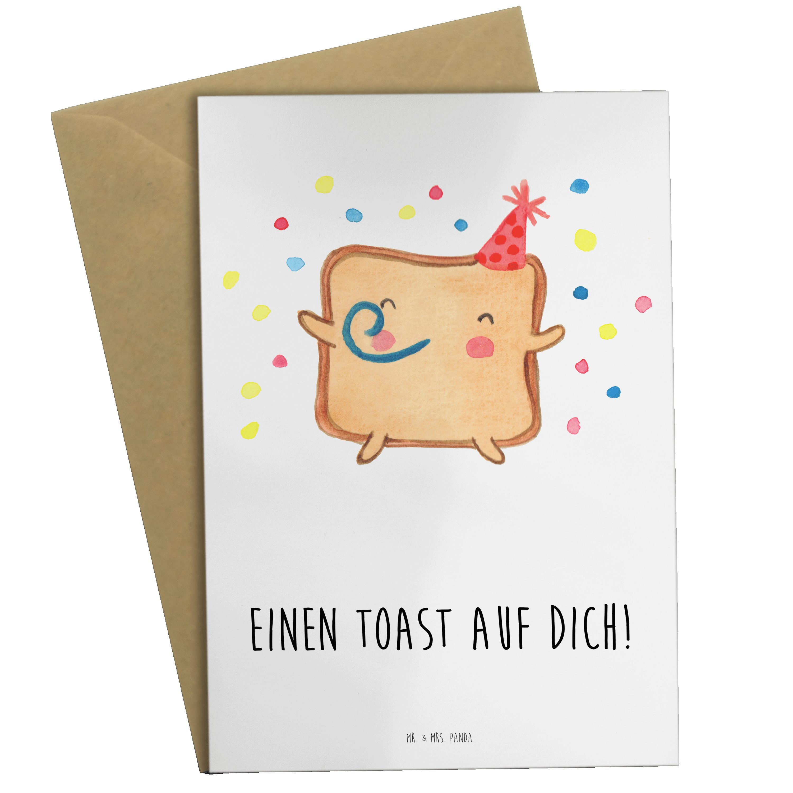 Mr. & Mrs. Panda Grußkarte Toast Party - Weiß - Geschenk, Einladungskarte, Glückwunschkarte, Lie