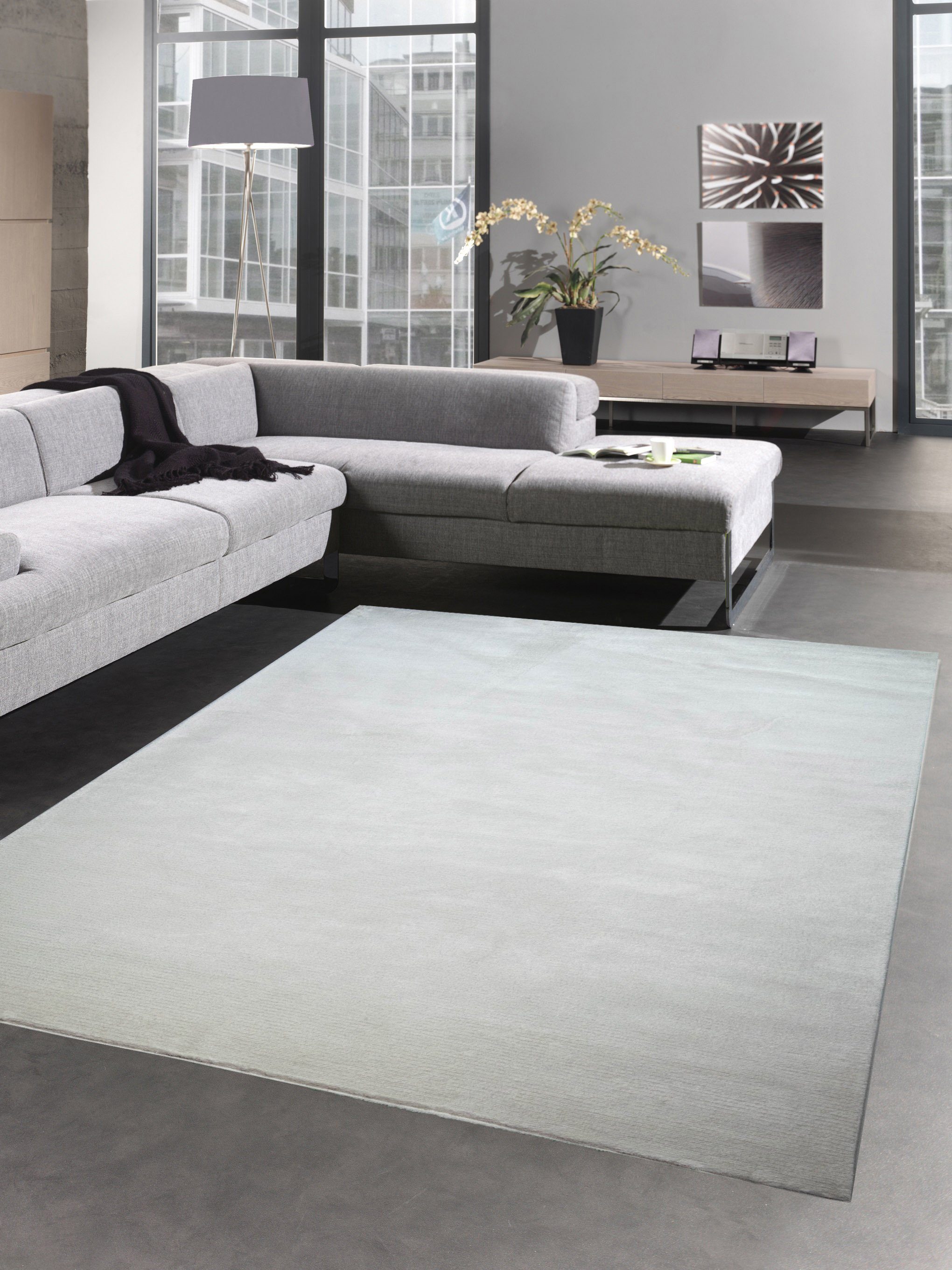 Teppich Teppich Wohnzimmerteppich Läufer uni creme, Carpetia, rechteckig,  Höhe: 13 mm