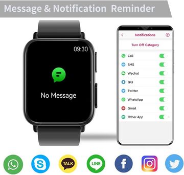 DigiKuber Smartwatch (1,91 Zoll, Android, iOS), mit ECG, Blutdruck, SpO2, Herzfrequenz, Körpertemperatur, Nachrichten