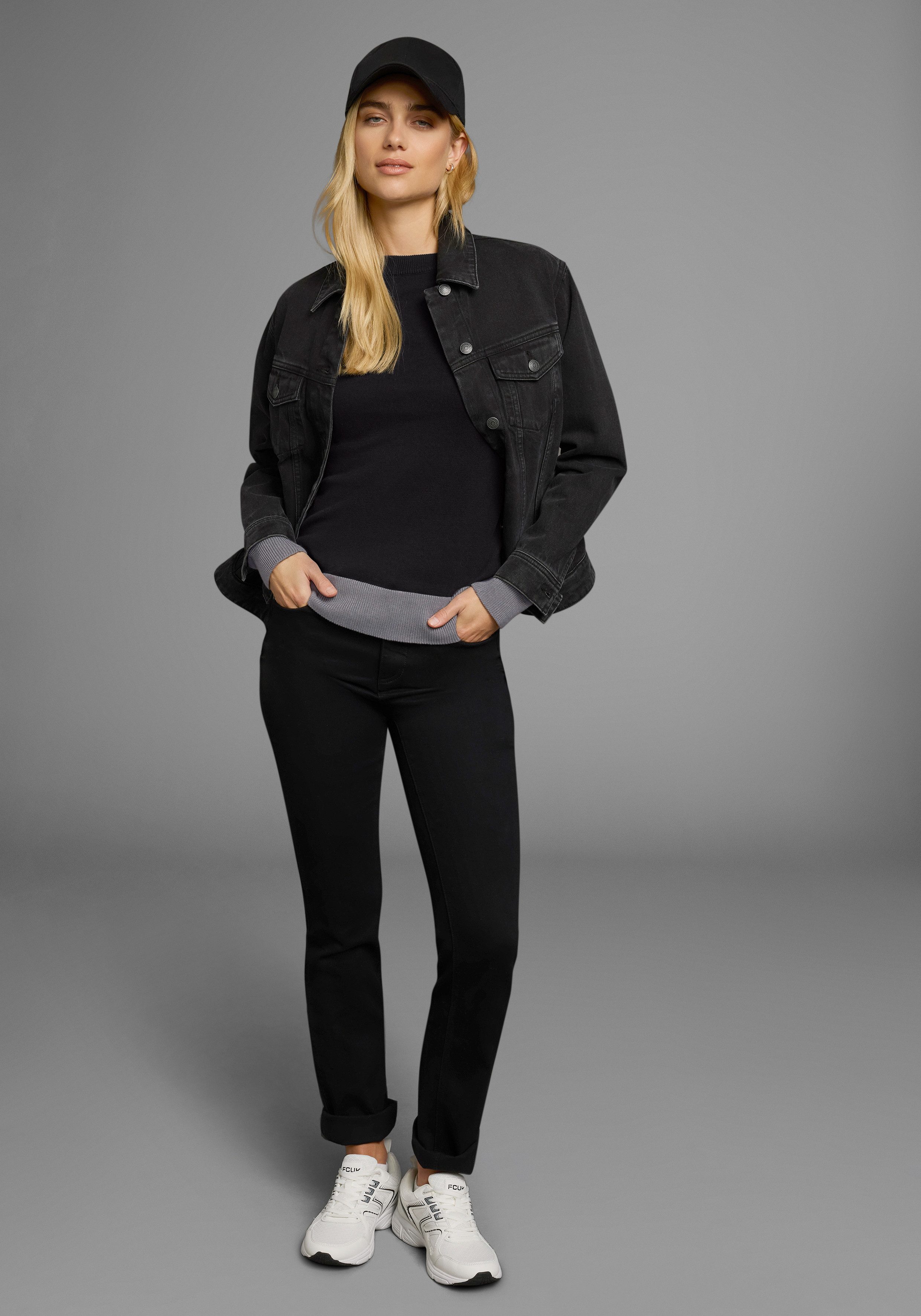 AJC Strickpullover mit konstrastfarbenen Ärmeln und Bündchen