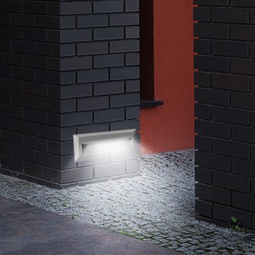 etc-shop LED Einbaustrahler, LED-Leuchtmittel fest verbaut, Neutralweiß, Außen Stufenbeleuchtung Stufenlampe Garten