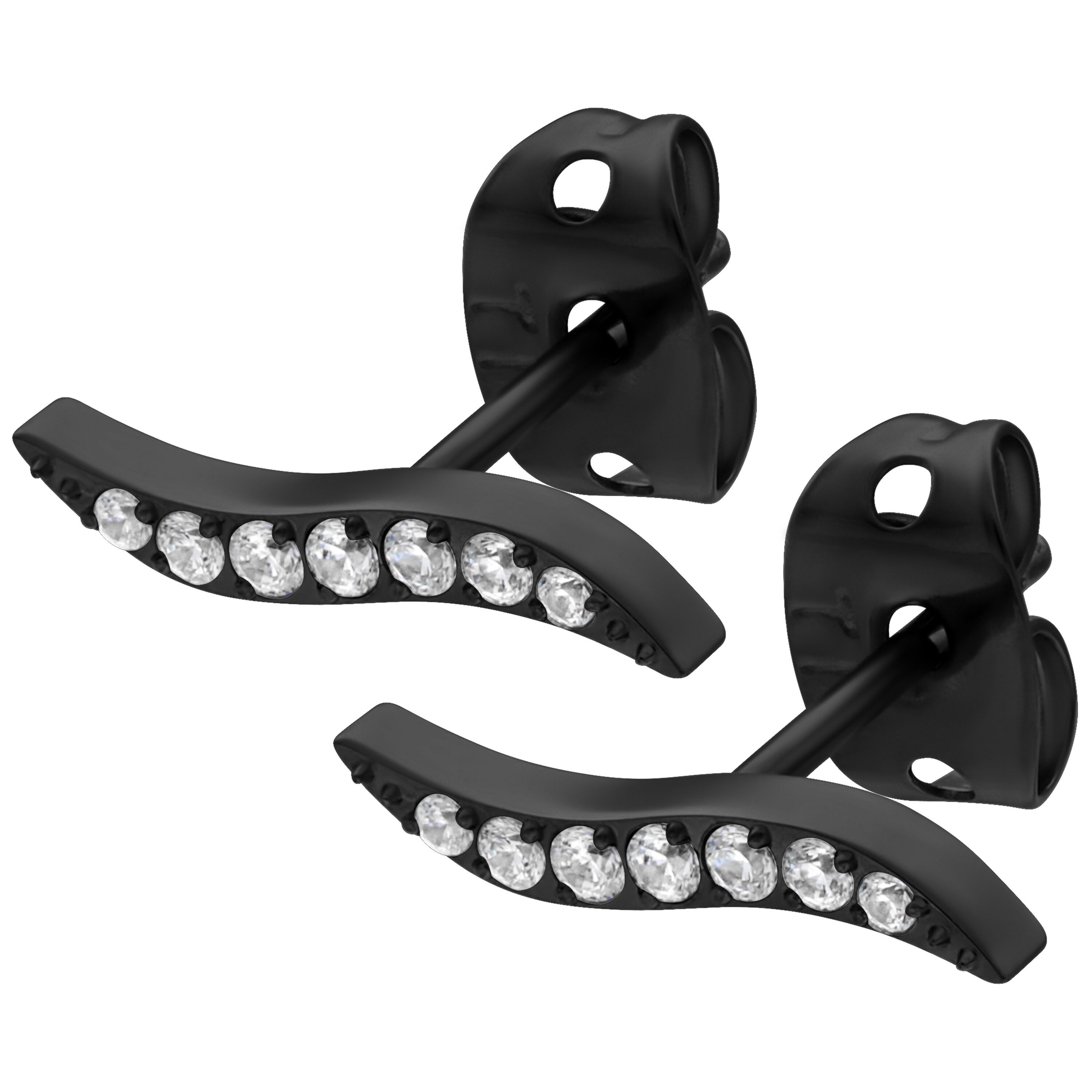 Paar Ohrstecker Set Crystals Earstuds - Schwarz