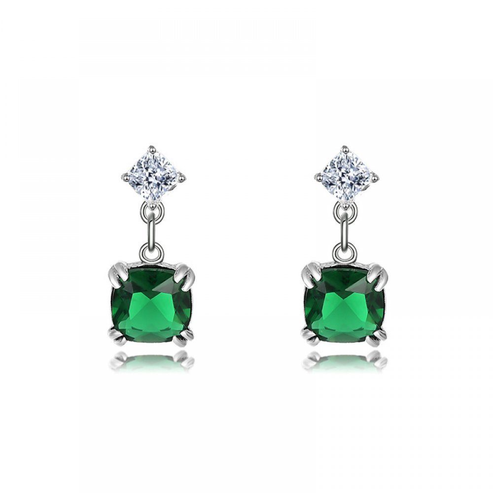 Invanter Paar Ohrhänger S925 sterling silver emerald pendant color gemstone color earrings, Weihnachtsgeschenke, Geschenk an Frauen, inkl.Geschenkbo | Ohrhänger