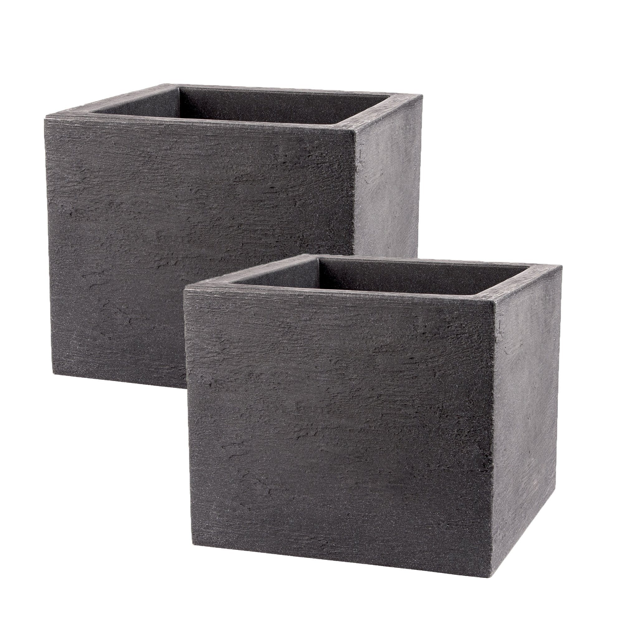BigDean Blumentopf 2er Set Pflanzkübel 39x39 cm Granit-Optik Anthrazit Auße günstig online kaufen