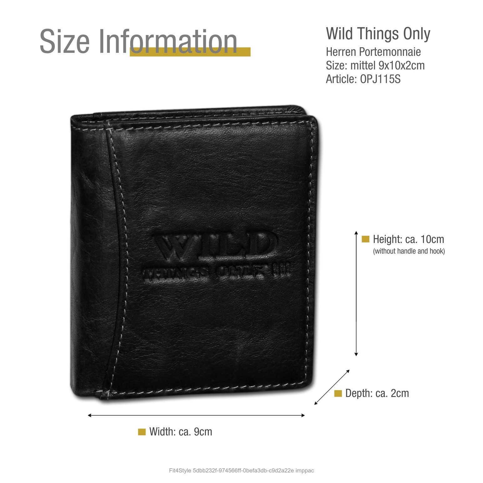 Wild Things Only !!! Geldbörse Wild Things Only RFID Blocker Brieftasche (Portemonnaie, Portemonnaie), Herren, Damen Portemonnaie Echtleder Größe ca. 9cm, schwarz