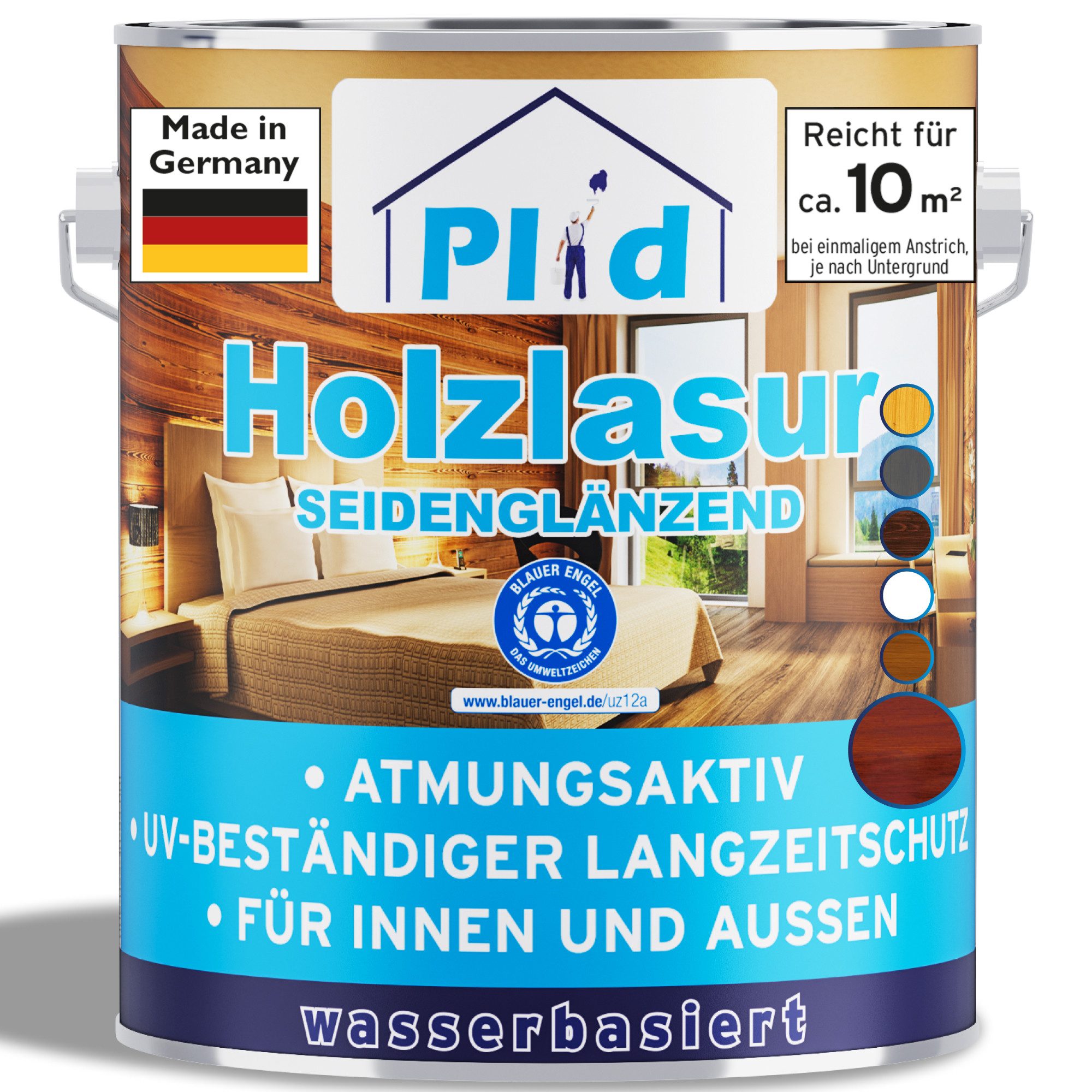 plid Holzschutzlasur Holzlasur Holzschutz Innen/Außen mit UV beständigem Langzeitschutz, Schnelltrocknend