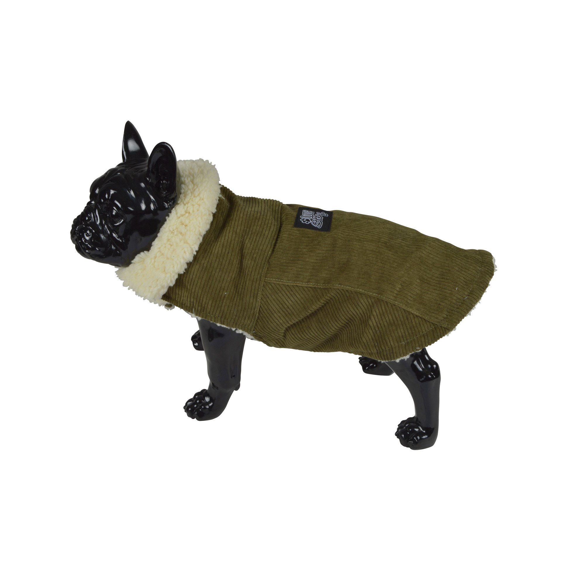 Thumbnail - dynamic24 Hundejacke, Hunde Mantel Cord Winterjacke Hundemantel Fleece Jacke khaki