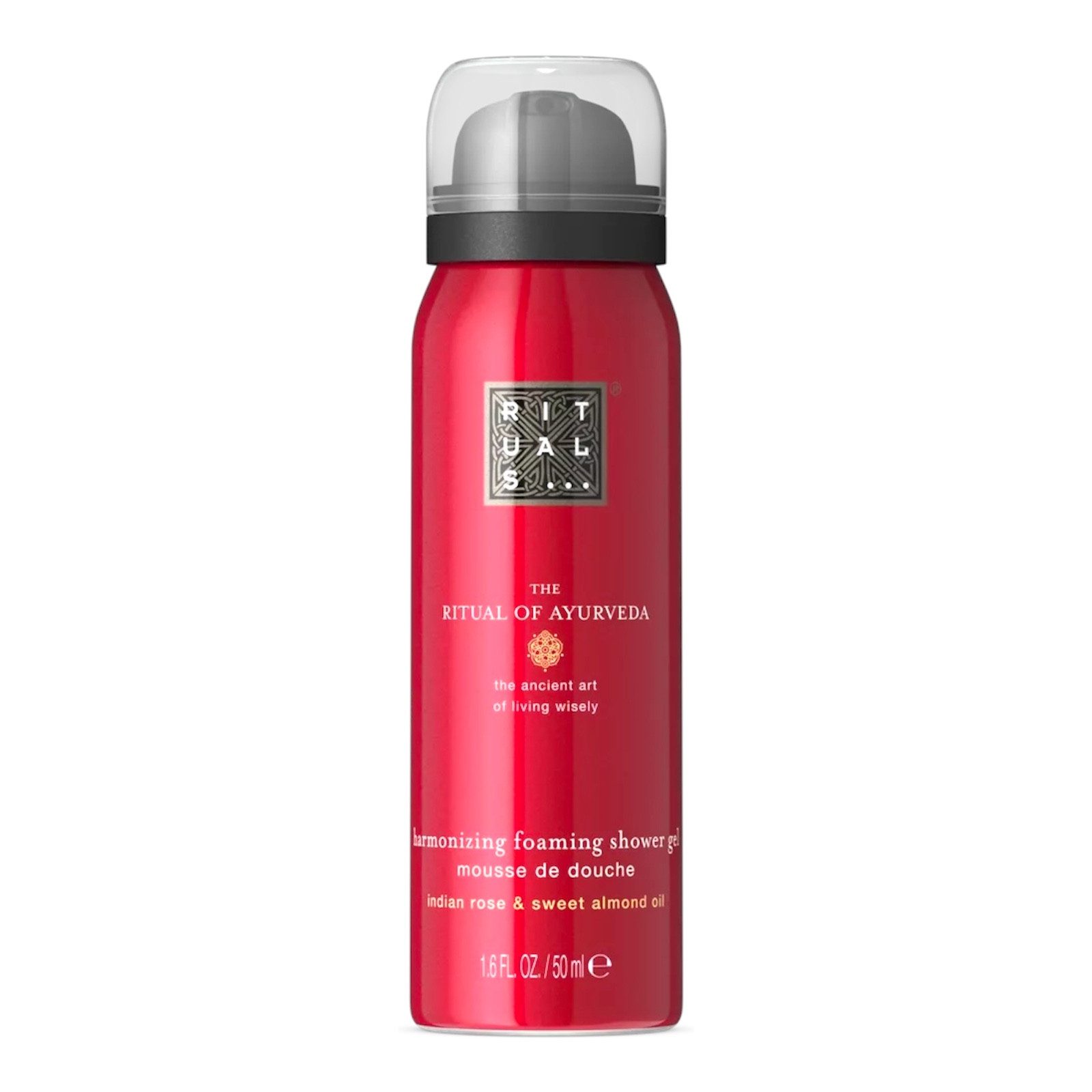 Rituals Duschschaum 50 ml The Ritual of Ayurveda Foaming Shower Gel 50 ml, Luxuriöse Duft von Indischer Rose und Süßmandelöl