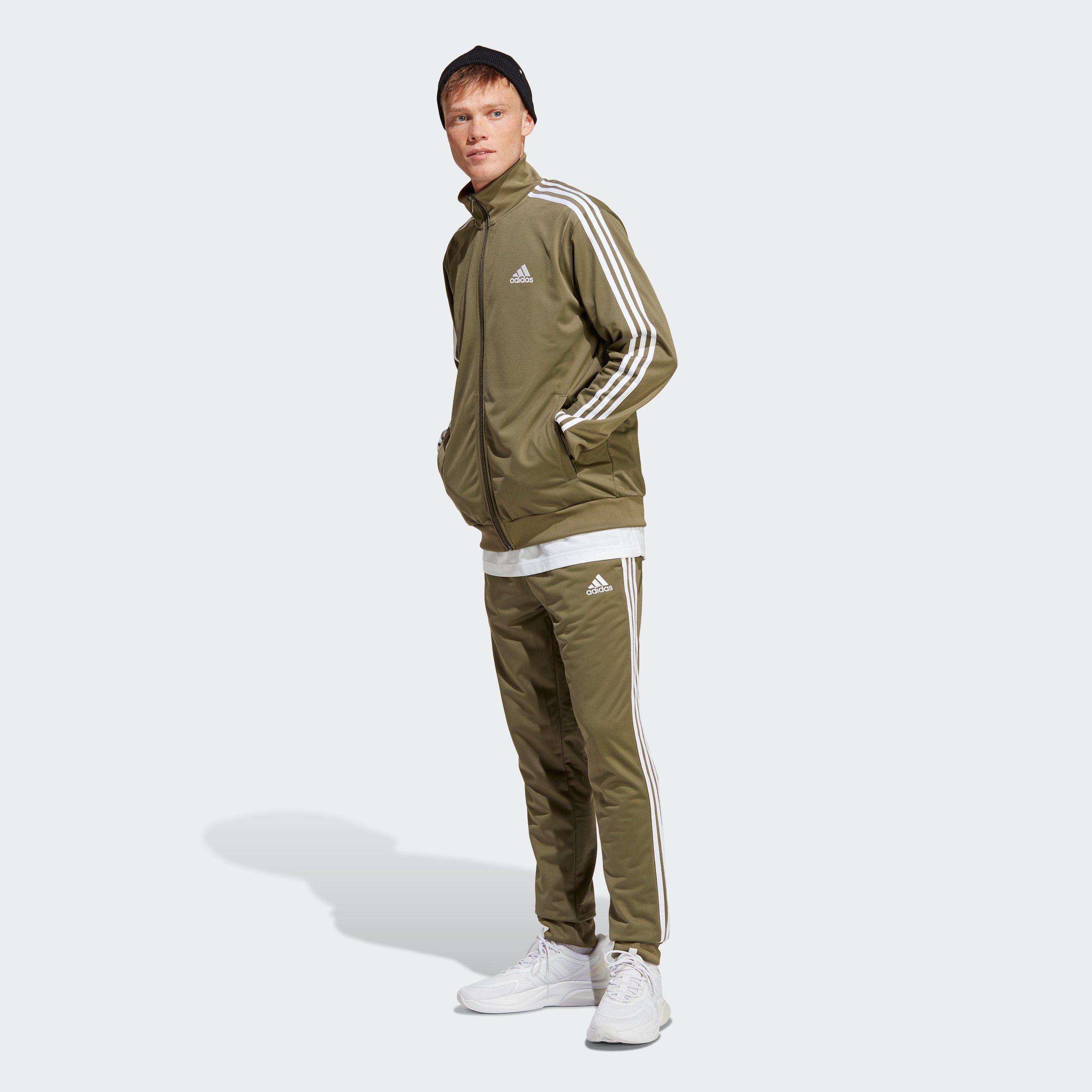 adidas Sportswear Trainingsanzug BASIC 3-STREIFEN TRICOT (2-tlg) Olive Strata