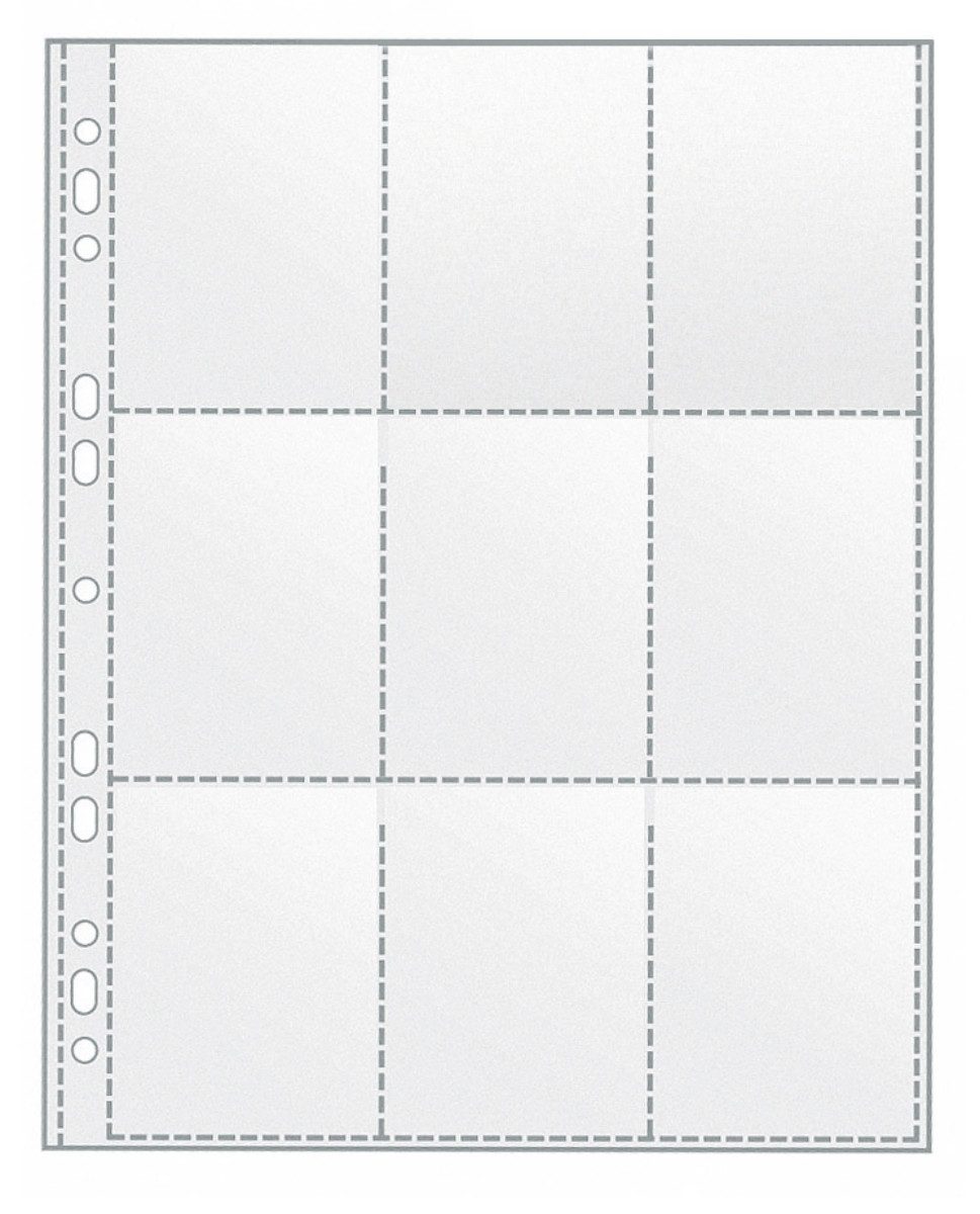 VELOFLEX Prospekthülle Sammelhüllen A4 120my glasklar mit 9 Sammlerkartentaschen.
