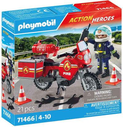 Playmobil® Konstruktions-Spielset Feuerwehrmotorrad am Unfallort (71466), Action Heroes, (21 St), Made in Europe