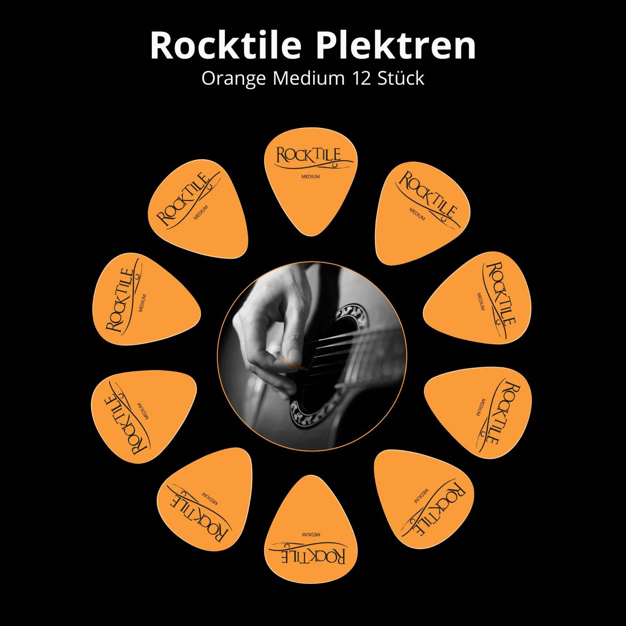 Rocktile Plektrum Plektren - Tortoise Design Guitar Pick, Stärke "Medium" (0,7 mm), 12 Stück im Set