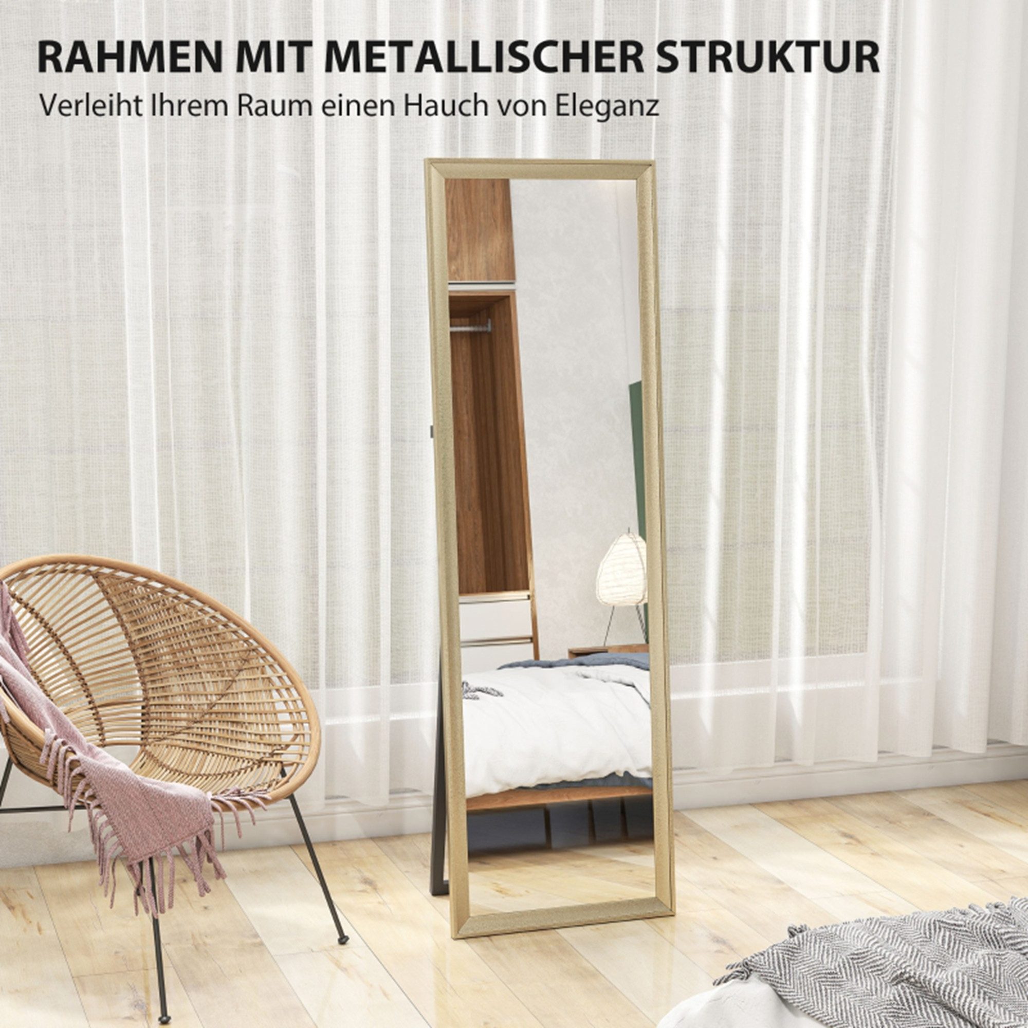 MC Star Ganzkörperspiegel flexibel platzierbar, 160 x 50 cm, Goldton