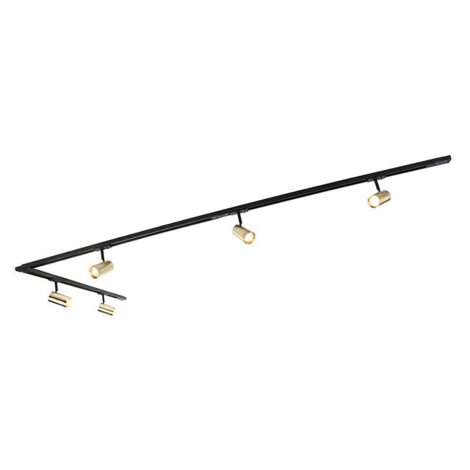 Qazqa Schienensystem-Sets Iconic jeana, ohne Leuchtmittel, Warmweiß, QAZQA Schienenleuchte, gu10, Gold, Aluminium, Modern