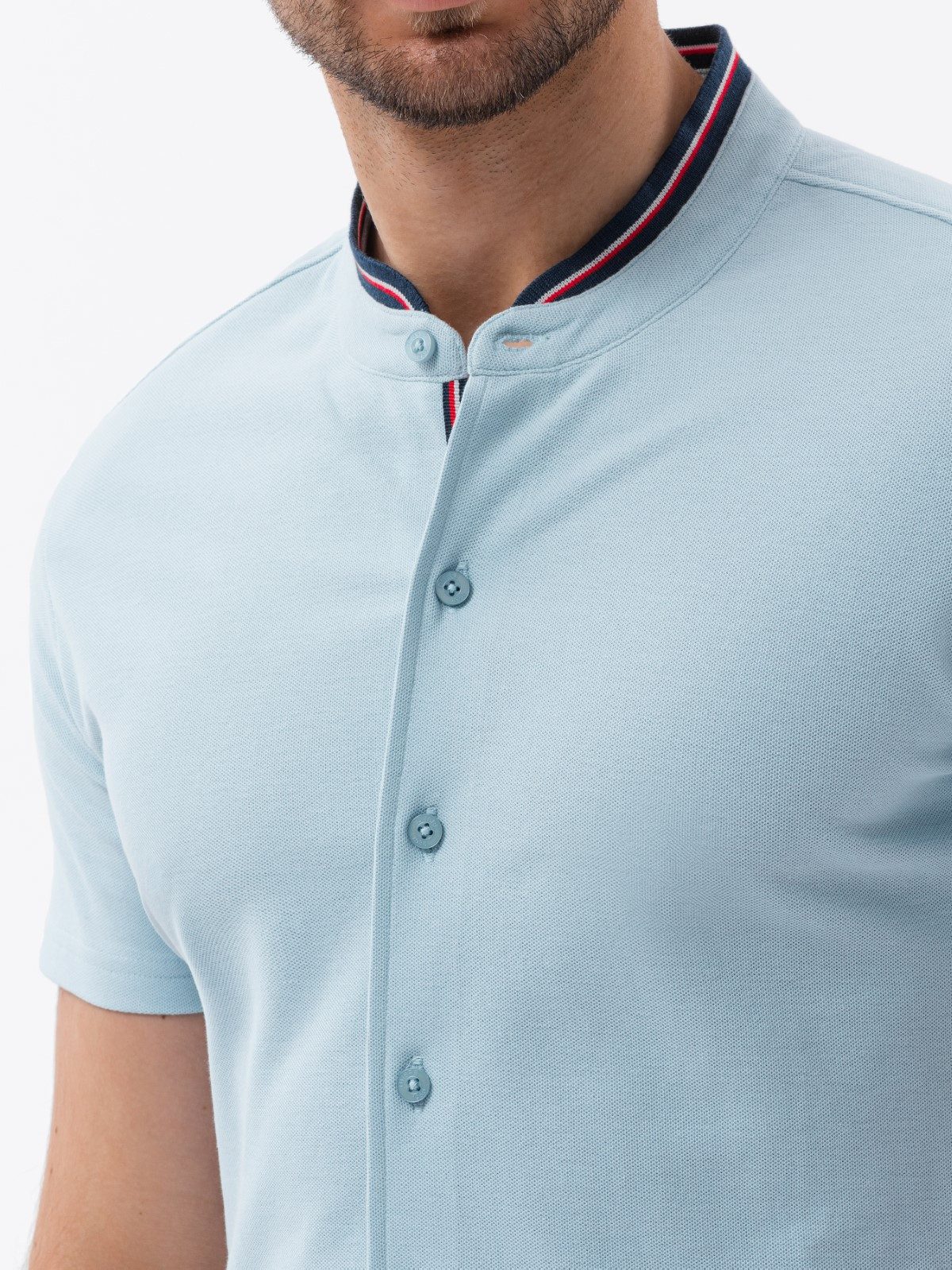 OMBRE Kurzarmhemd Herren Kurzarm-Strickhemd mit farbigem günstig online kaufen