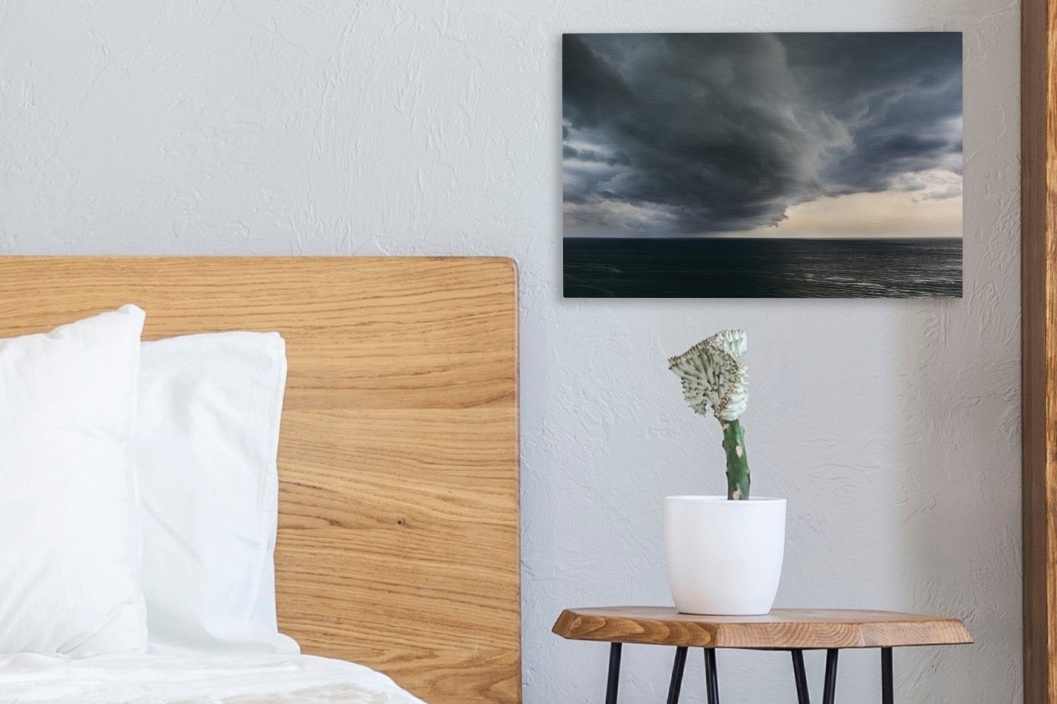 OneMillionCanvasses® Leinwandbild cm Meer, dem 30x20 (1 über Wanddeko, Wandbild Wolkenbildung Aufhängefertig, Leinwandbilder, St)