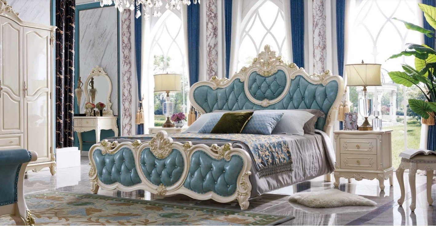 JVmoebel Bett, Klassisches Bett Chesterfield Leder Hotel Barock Möbel Luxus