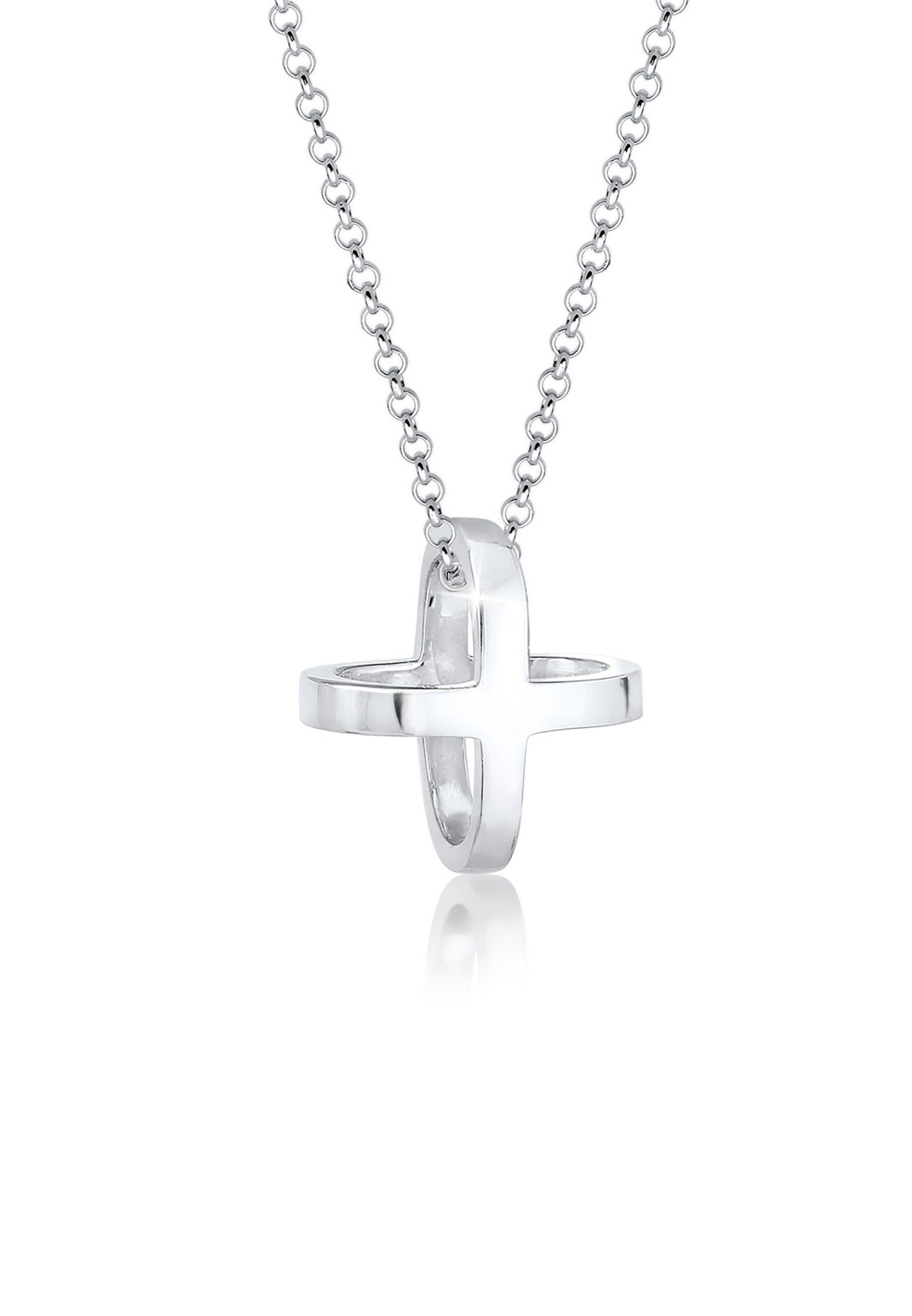 Elli Kette mit Anhänger Kreuz Cross Symbol 3D 925 Sterling Silber